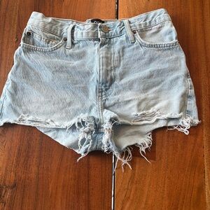 BDG Light Blue Distressed High-Rise Denim Shorts